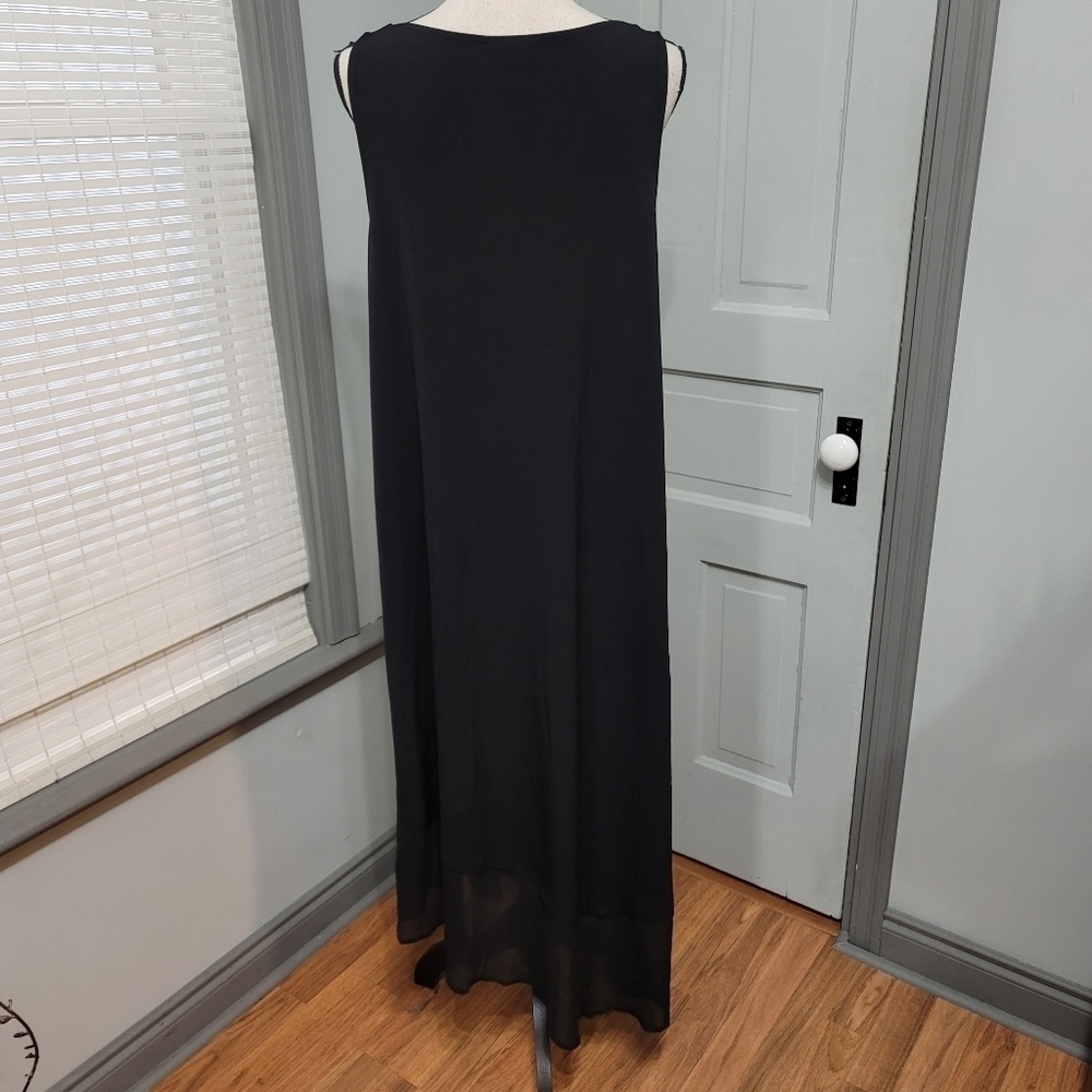 Lane Bryant Asymmetrical Chiffon Trim Sleeveless Ponte Maxi Dress 14/16 - Picture 4 of 4